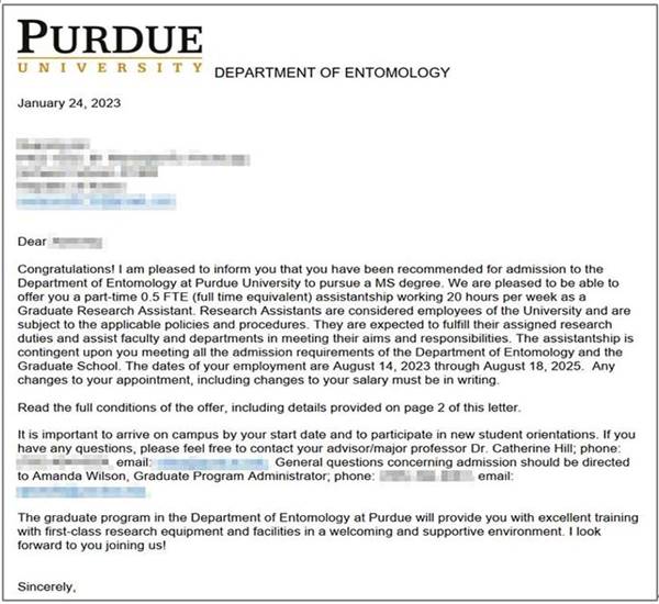 research ms entomology bio purdue offer