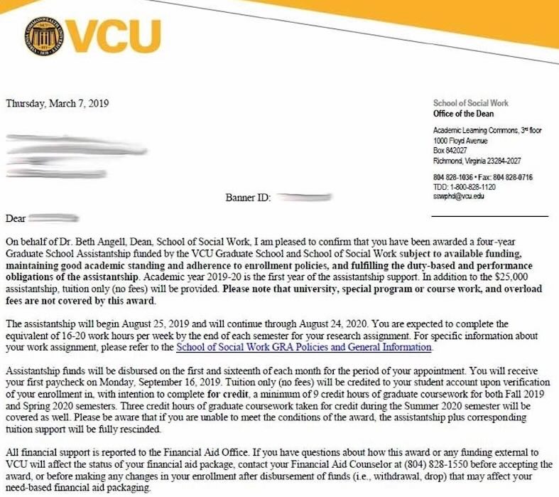 VCU 박사과정 오퍼