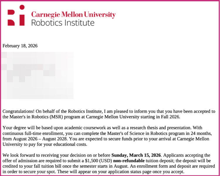 CMU 로보틱스 석사 합격의 키, 필드 경력을 연구 잠재력으로 치환하는 법