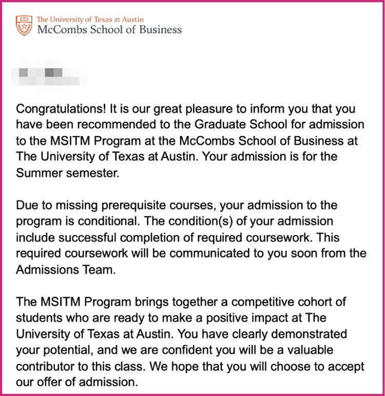 텍사스오스틴 대학교 정보기술경영 MSITM 석사로 미국 취업 도전